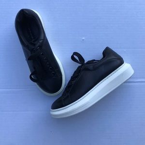 Steven Black Leather Platform Sneakers Size 8